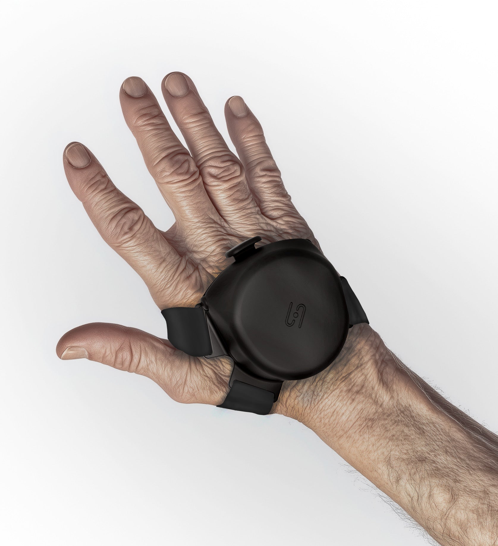 Steadi-3 wearable tremor-stabilizing glove on a wrist, assisting with Parkinson's tremors.